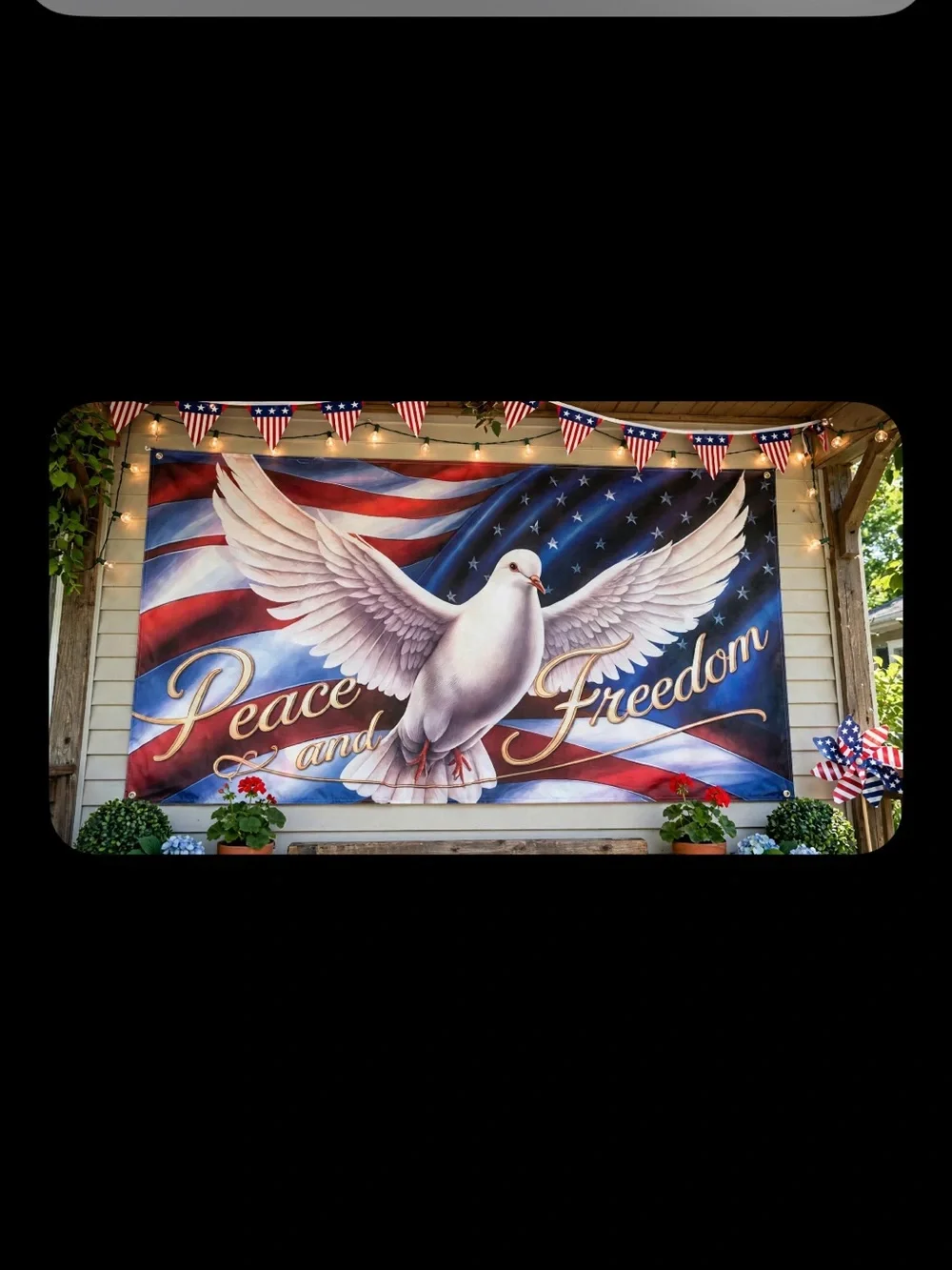 Patriotic White Dove American Flag Peace & Freedom